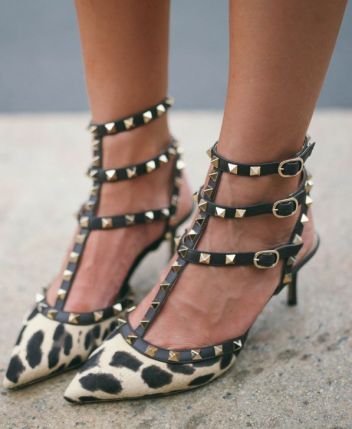 Leopard printed kitten heels