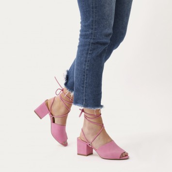 Pink strappy mule block heels on Pinterest